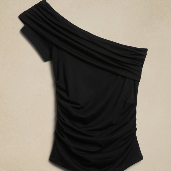 Banana Republic One-Shoulder Large Black Top - Picture 3 of 3